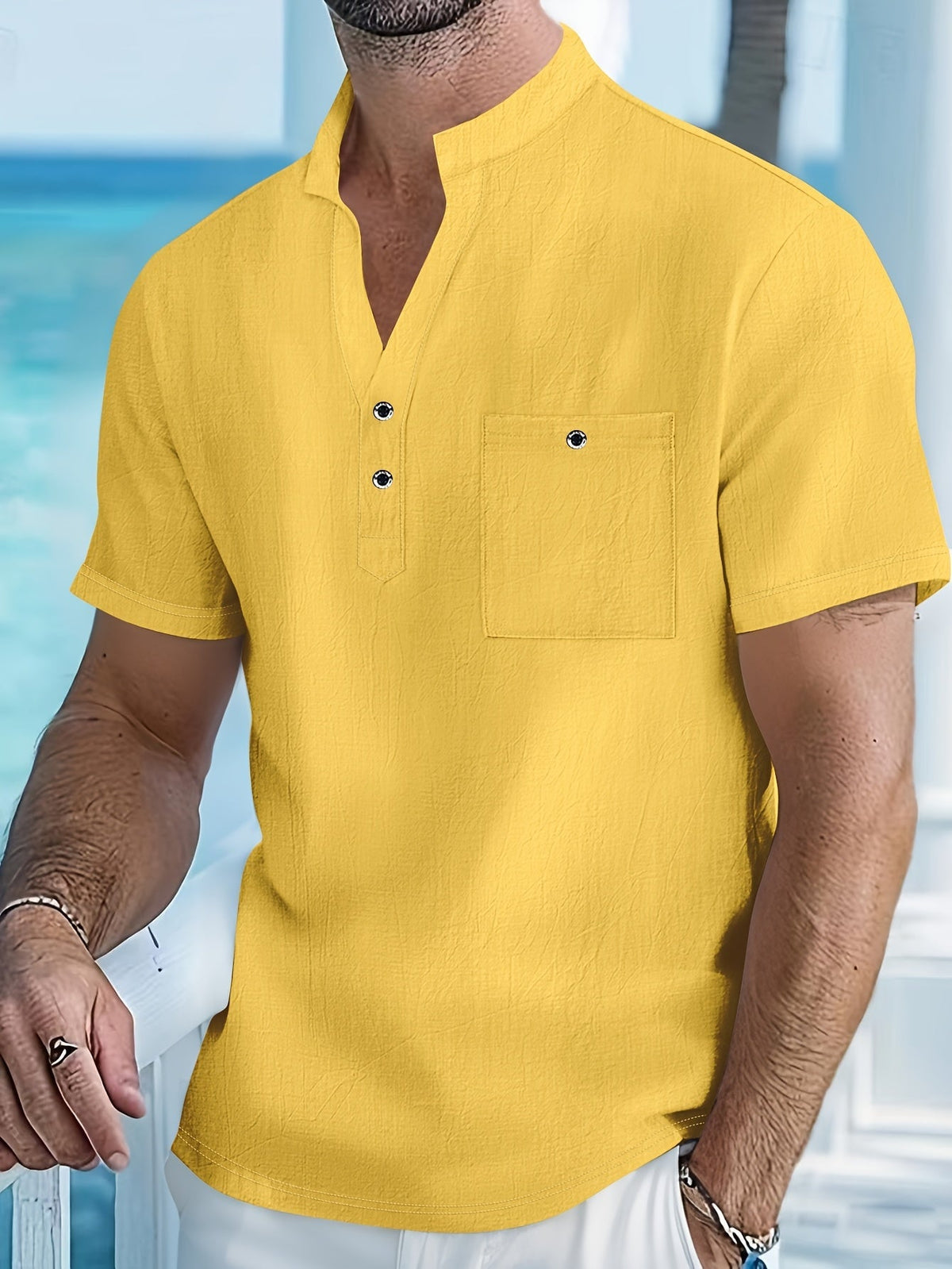 GABRIEL™ | Chemise Henley en lin pour homme