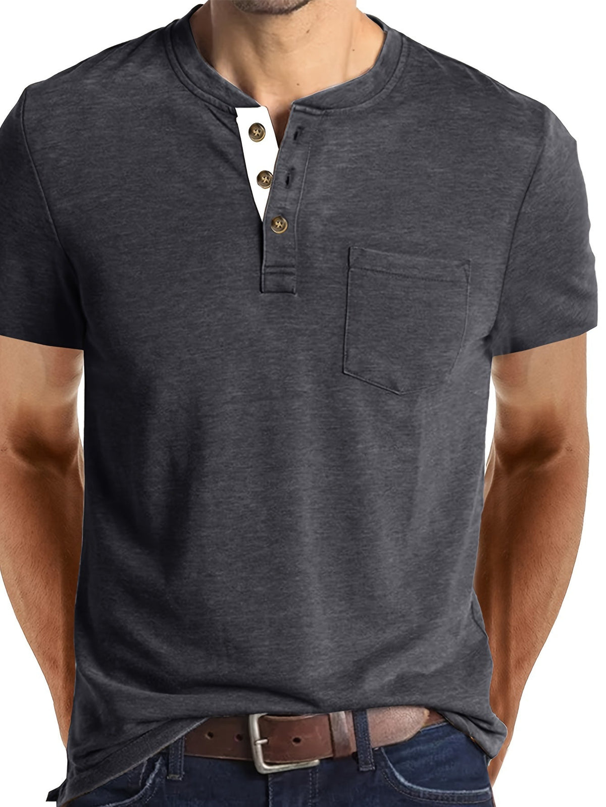 GABRIEL™ | T-shirt homme à patte de boutonnage