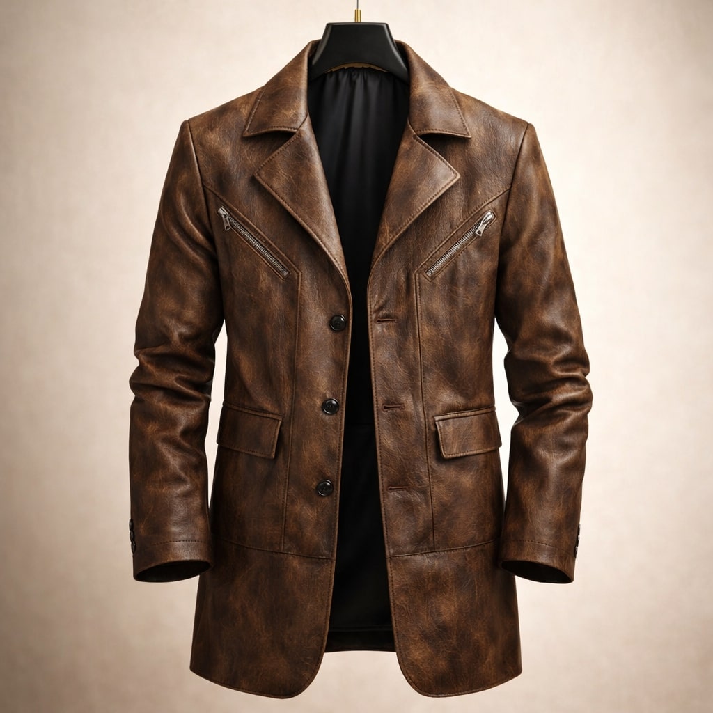 GABRIEL™ | Manteau structuré pour homme à empiècements en cuir