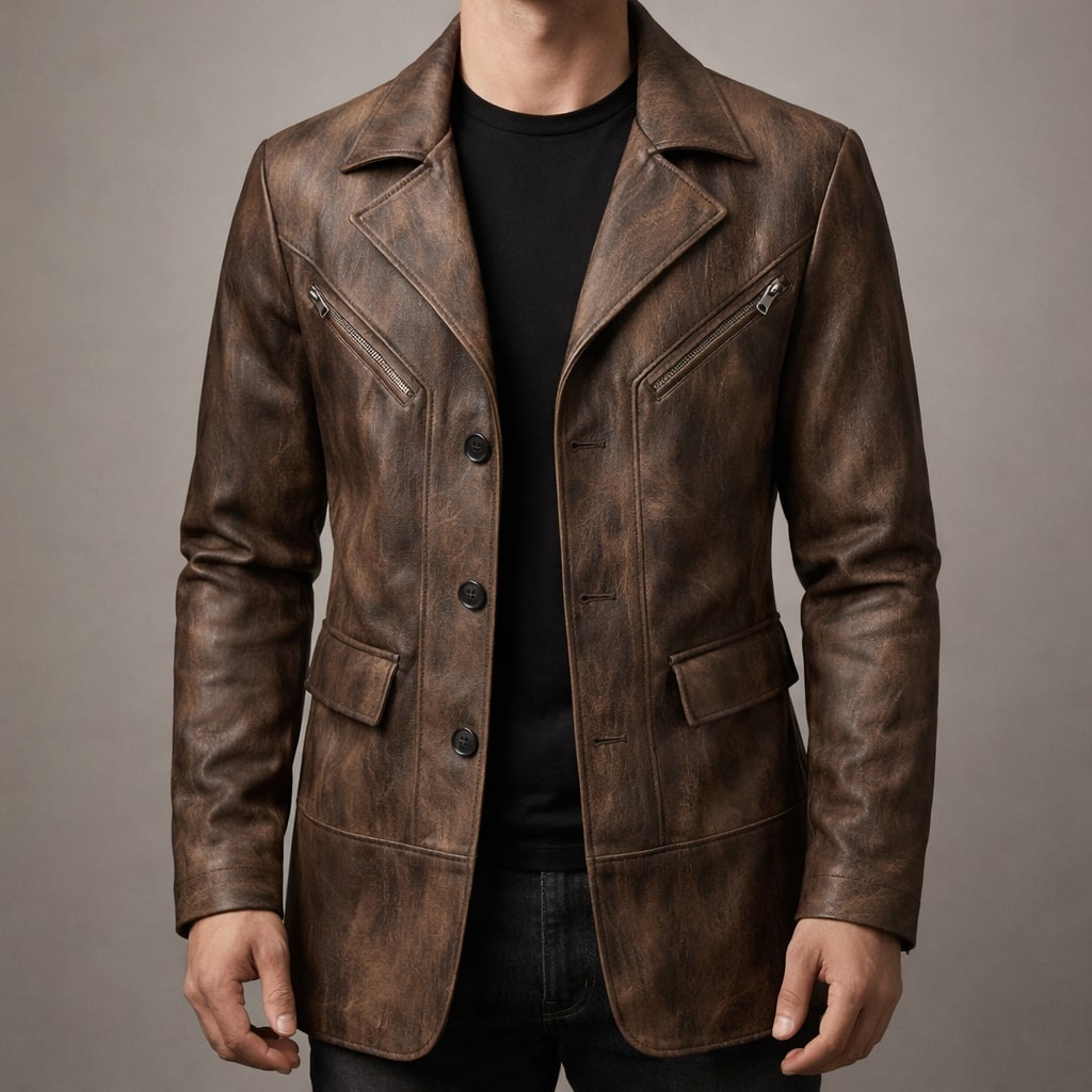GABRIEL™ | Manteau structuré pour homme à empiècements en cuir