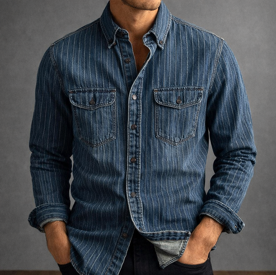 GABRIEL™ | Chemise Denim Rayée