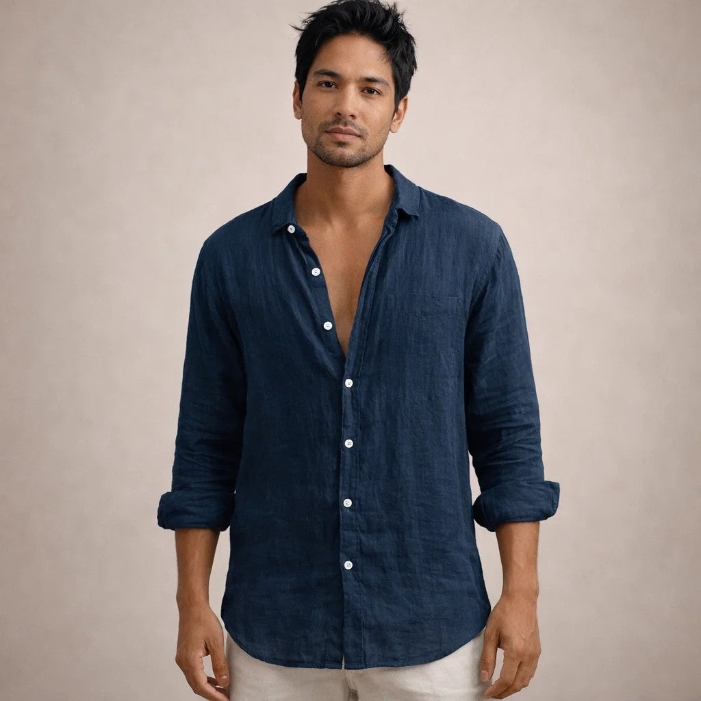 GABRIEL™ | Chemise en lin à col ouvert