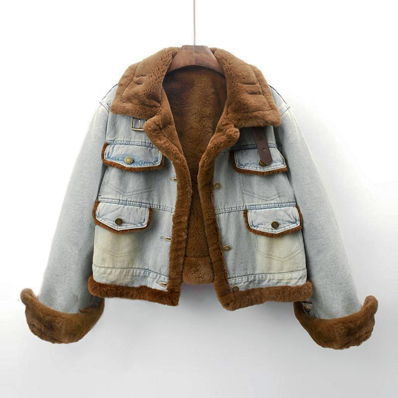 GABRIEL™ | Manteau en jean pour homme bordé de fausse fourrure de vison