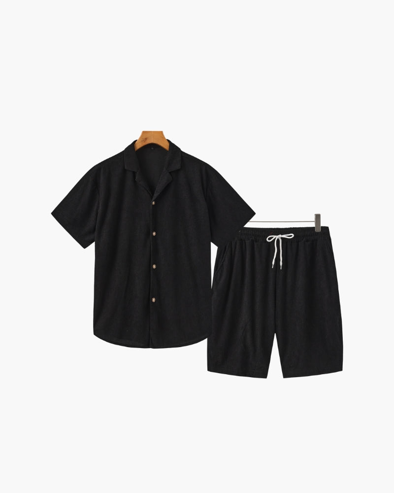 GABRIEL™ | Ensemble Velours Côtelé Chemise Short