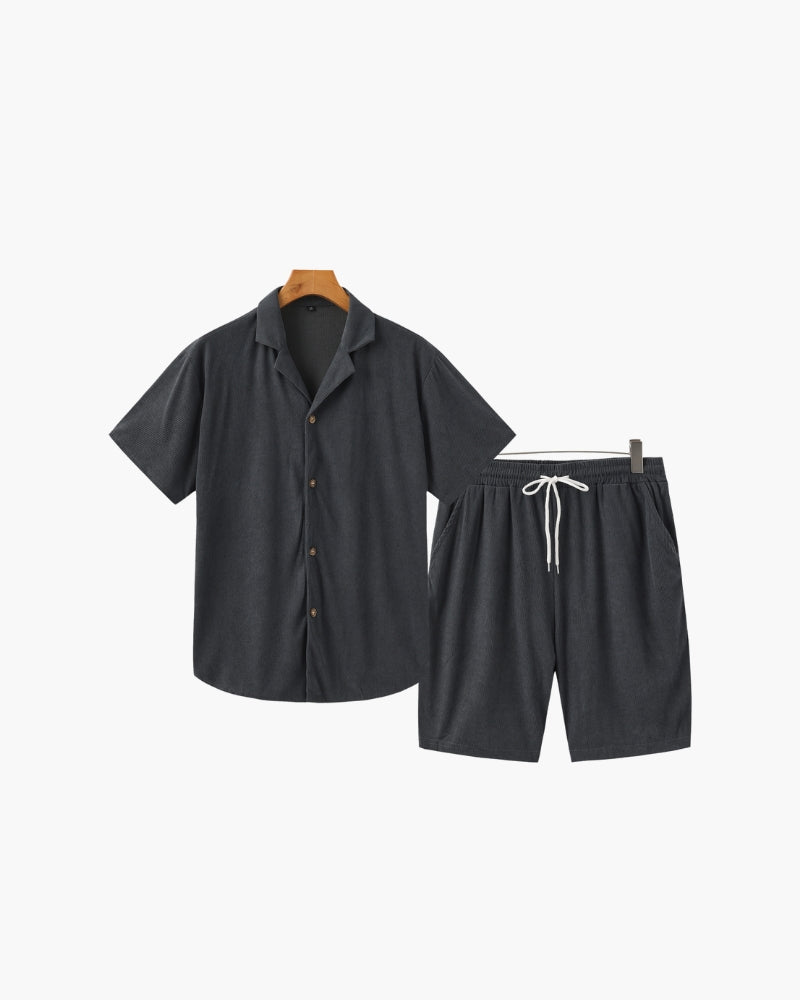 GABRIEL™ | Ensemble Velours Côtelé Chemise Short