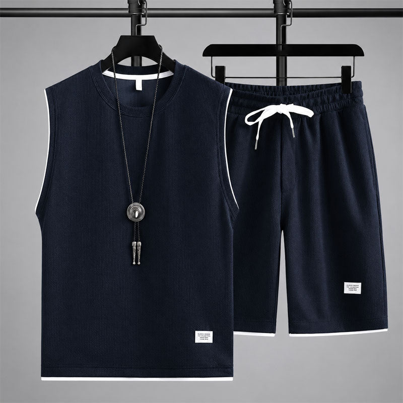 GABRIEL™ | Ensemble de détente sans manches pour homme en maille gaufrée