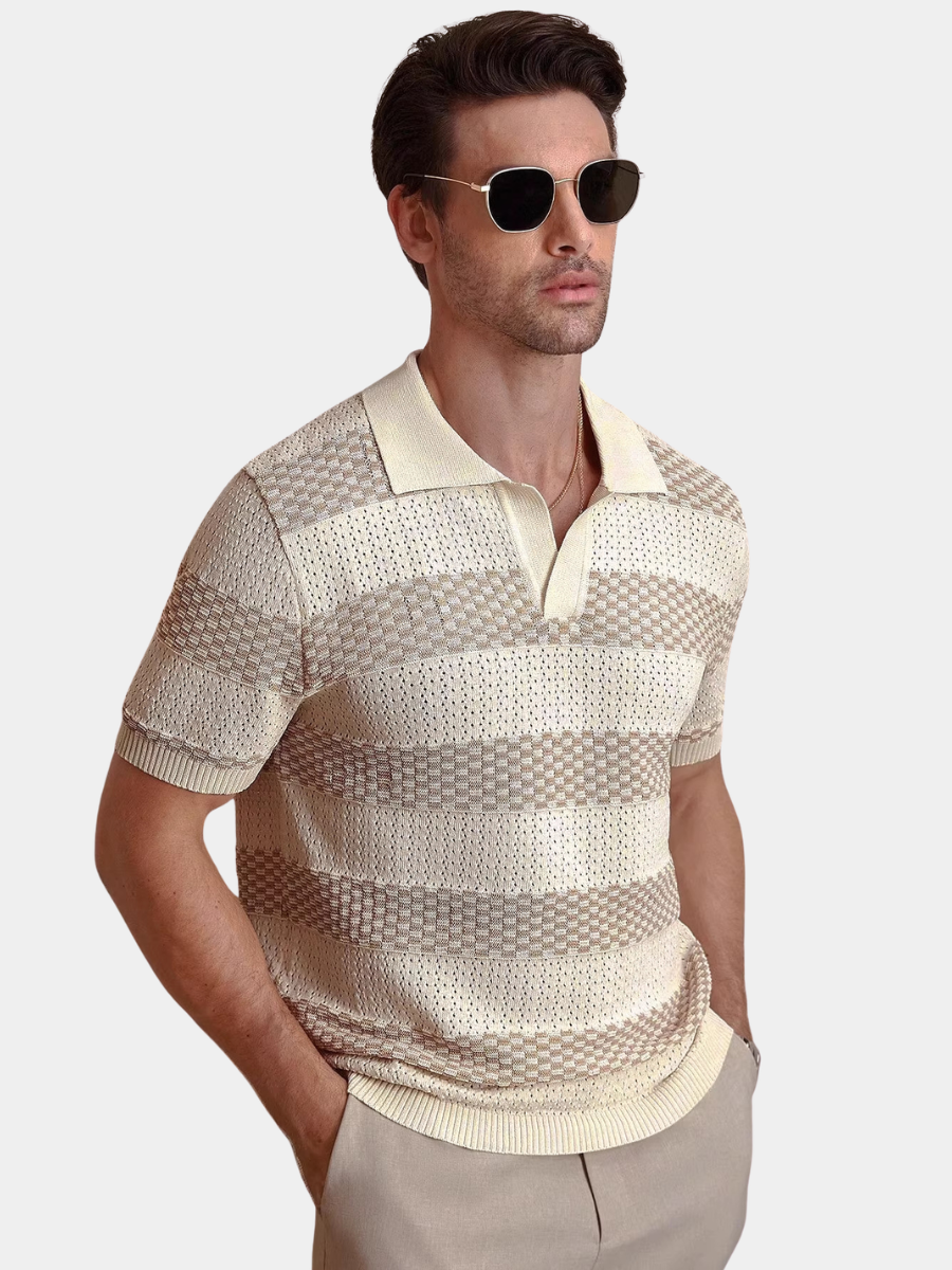 GABRIEL™ | Polo rayé pour homme à col ouvert