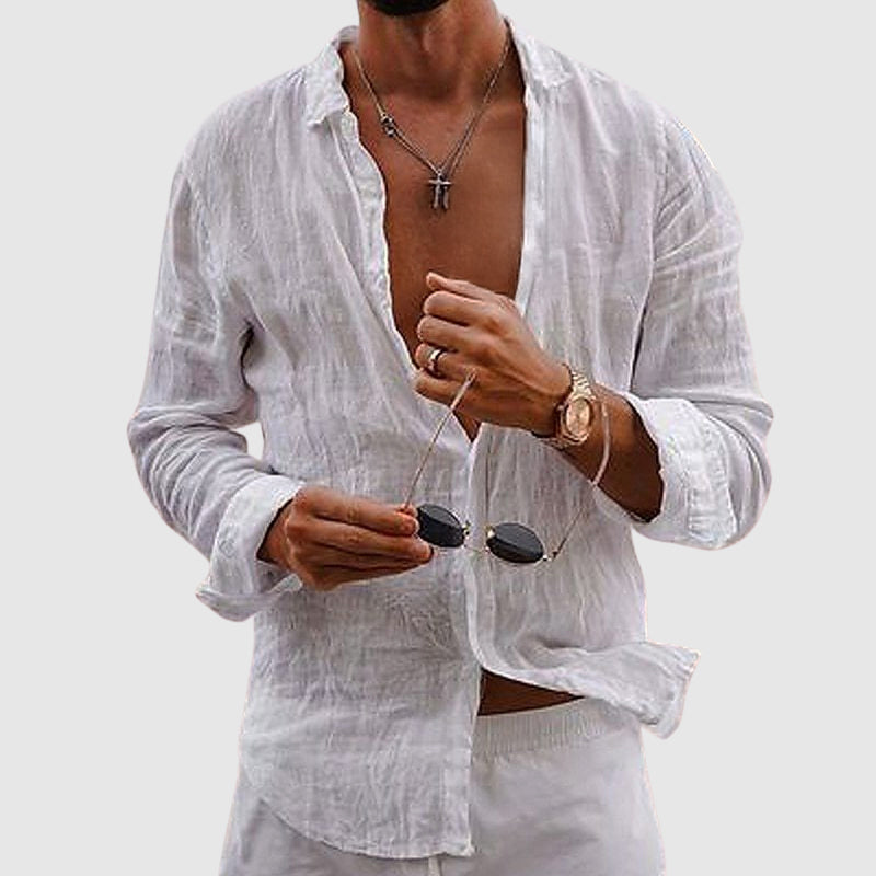 GABRIEL™ | Chemise Lin Col Ouvert