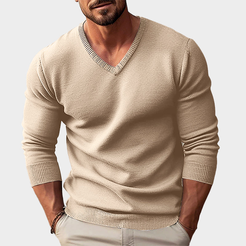 GABRIEL™ | Pull en maille acrylique à col en V pour homme