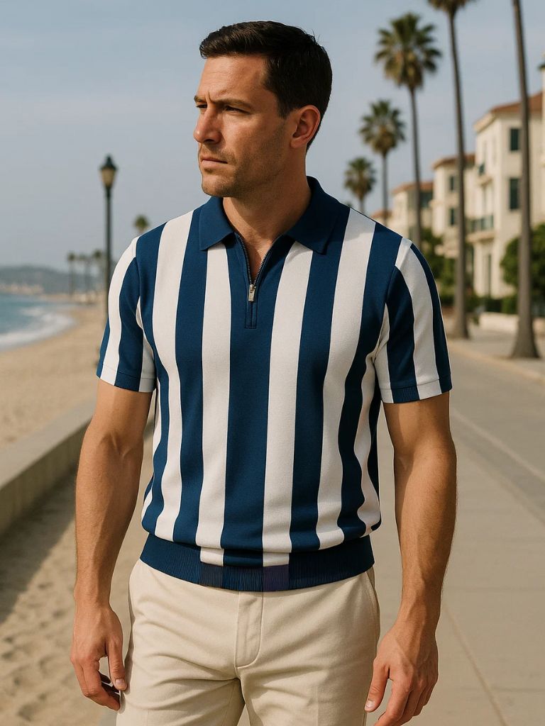 GABRIEL™ | Polo zippé à rayures