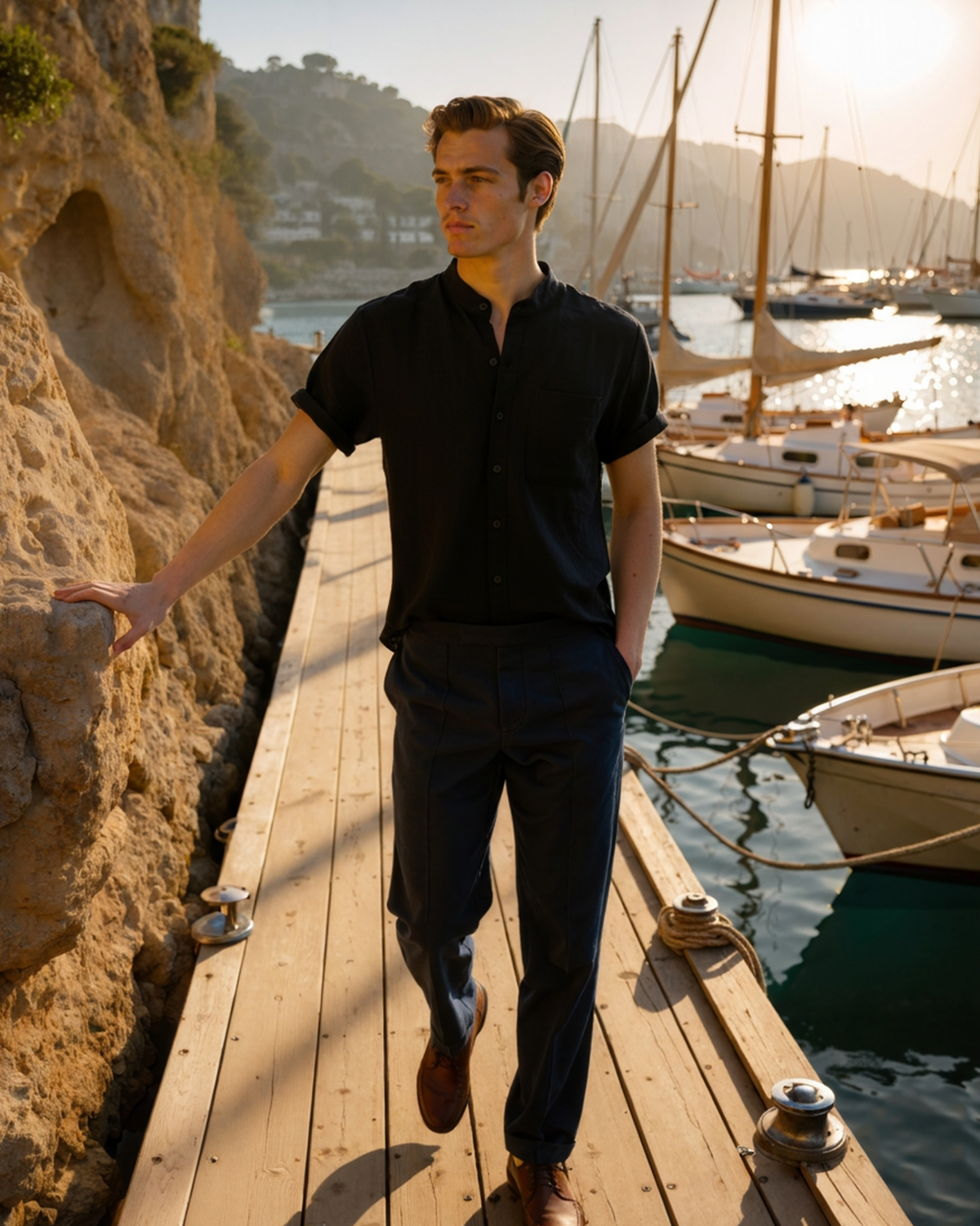 GABRIEL™ | Chemise Col Mao Manches Courtes
