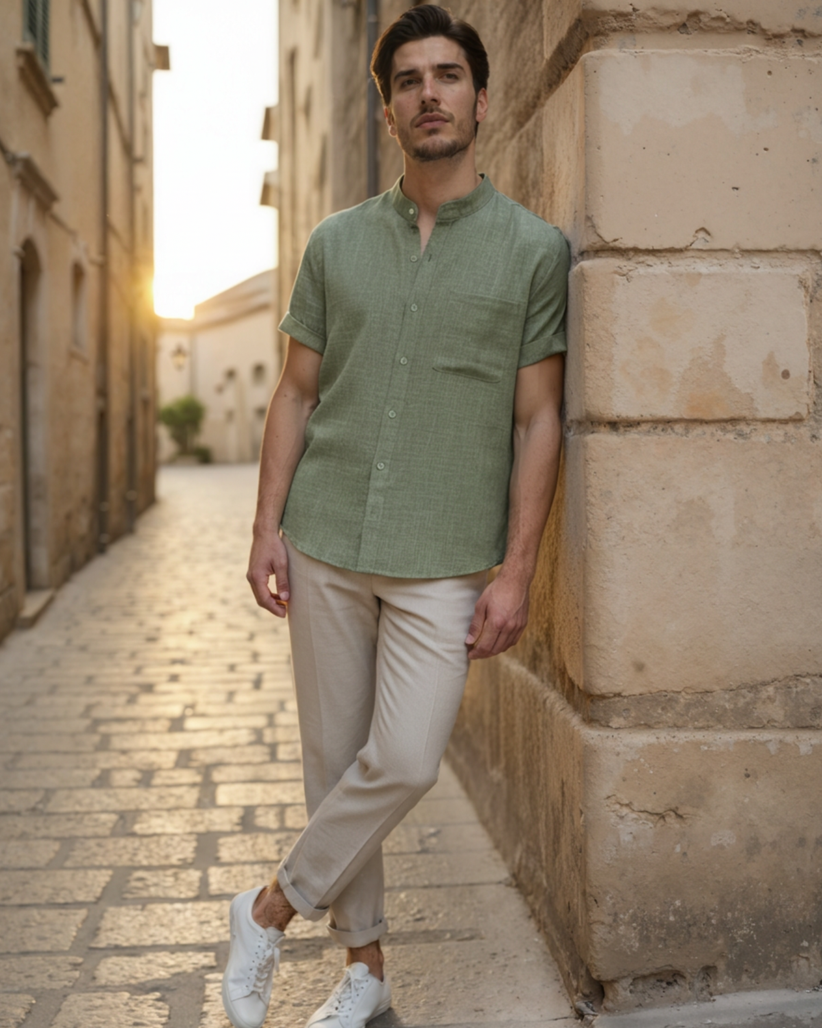 GABRIEL™ | Chemise Col Mao Manches Courtes