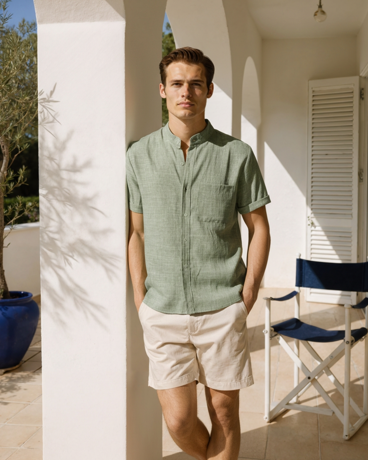 GABRIEL™ | Chemise Col Mao Manches Courtes