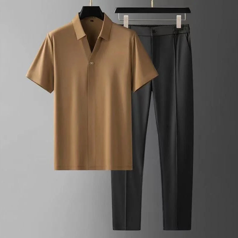 GABRIEL™ | Ensemble homme chemise à col en V et pantalon