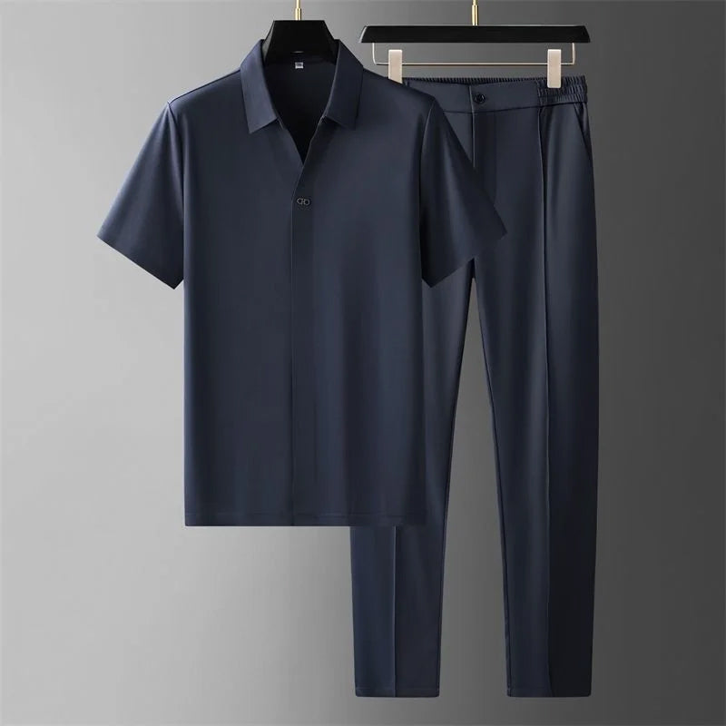 GABRIEL™ | Ensemble homme chemise à col en V et pantalon