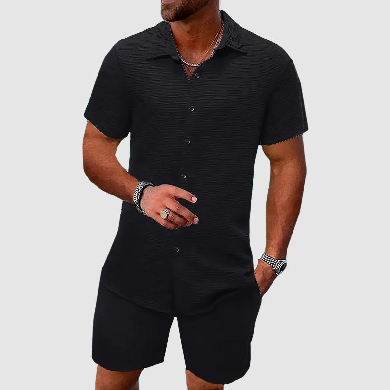 GABRIEL™ | Ensemble Chemise Short Texturé