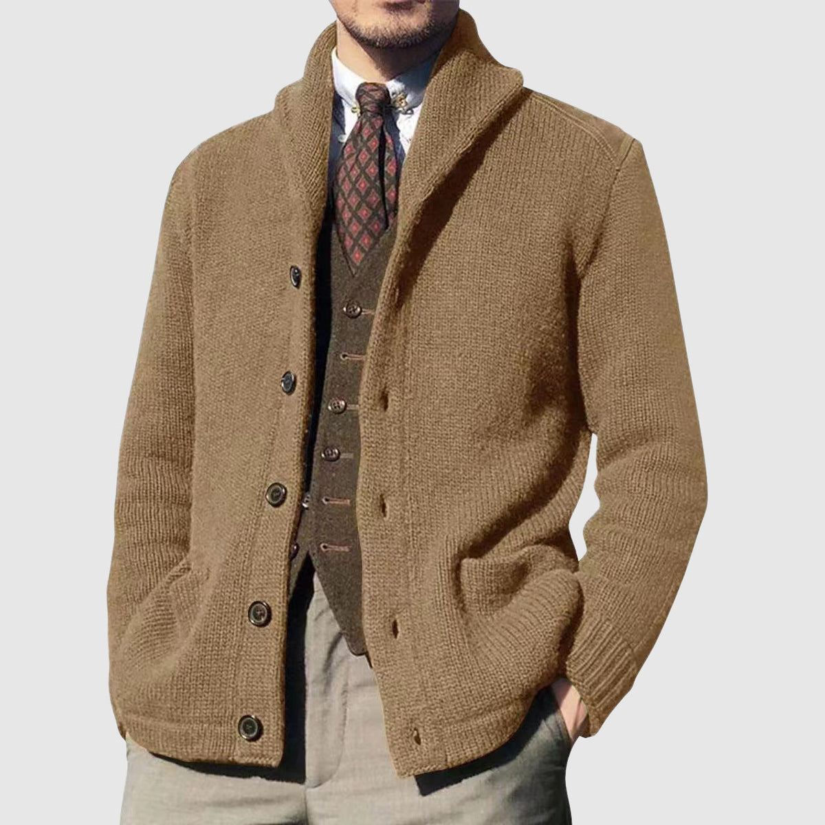 GABRIEL™ | Cardigan en maille pour homme à col à revers
