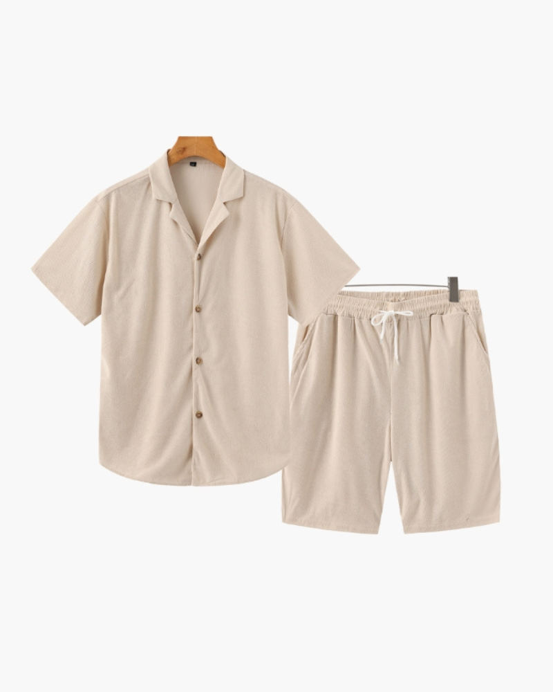 GABRIEL™ | Ensemble Velours Côtelé Chemise Short