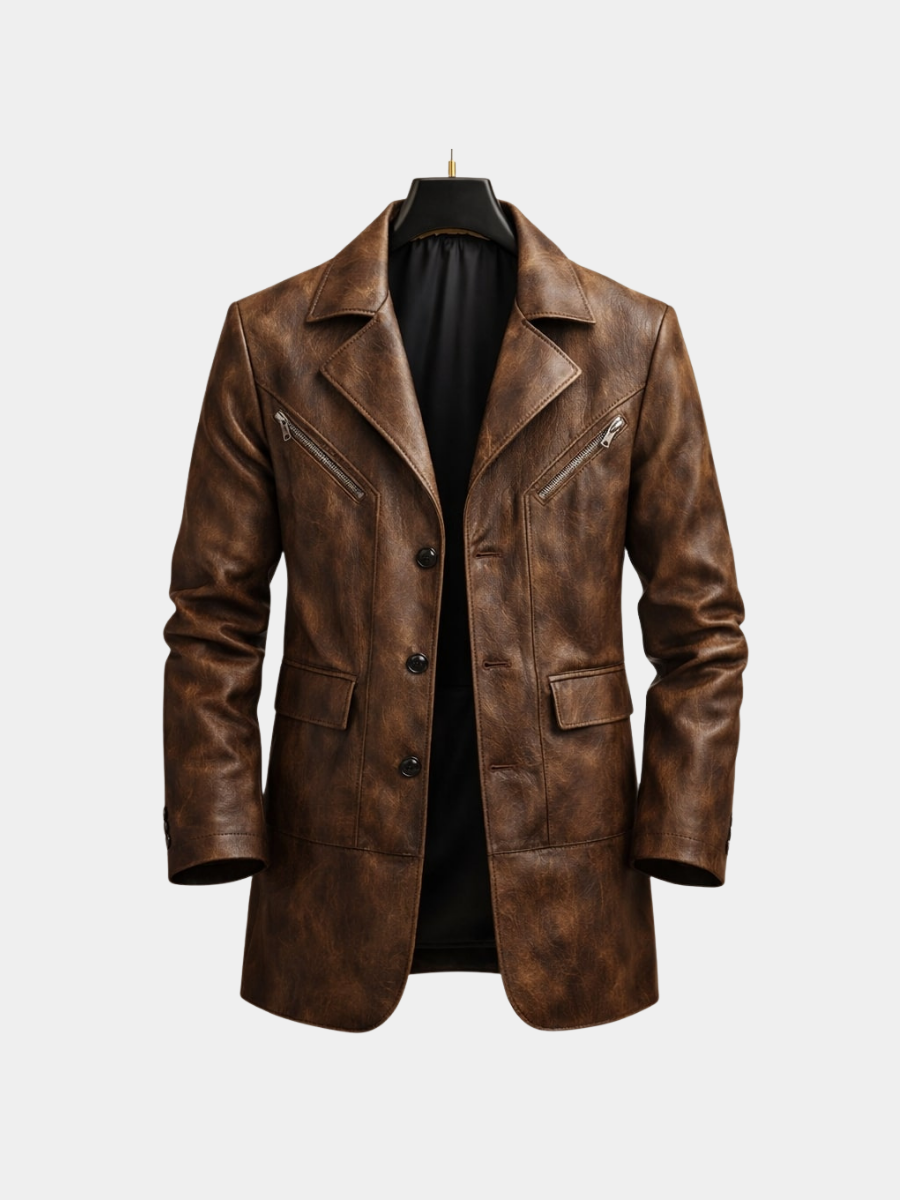 GABRIEL™ | Manteau structuré pour homme à empiècements en cuir