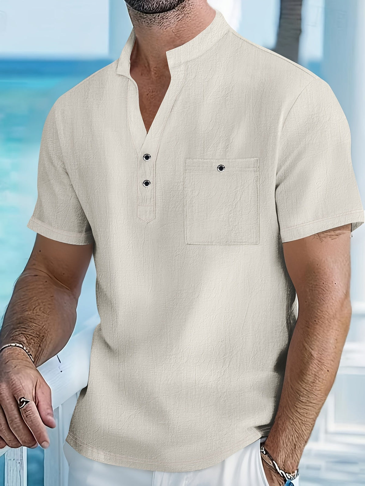 GABRIEL™ | Chemise Henley en lin pour homme