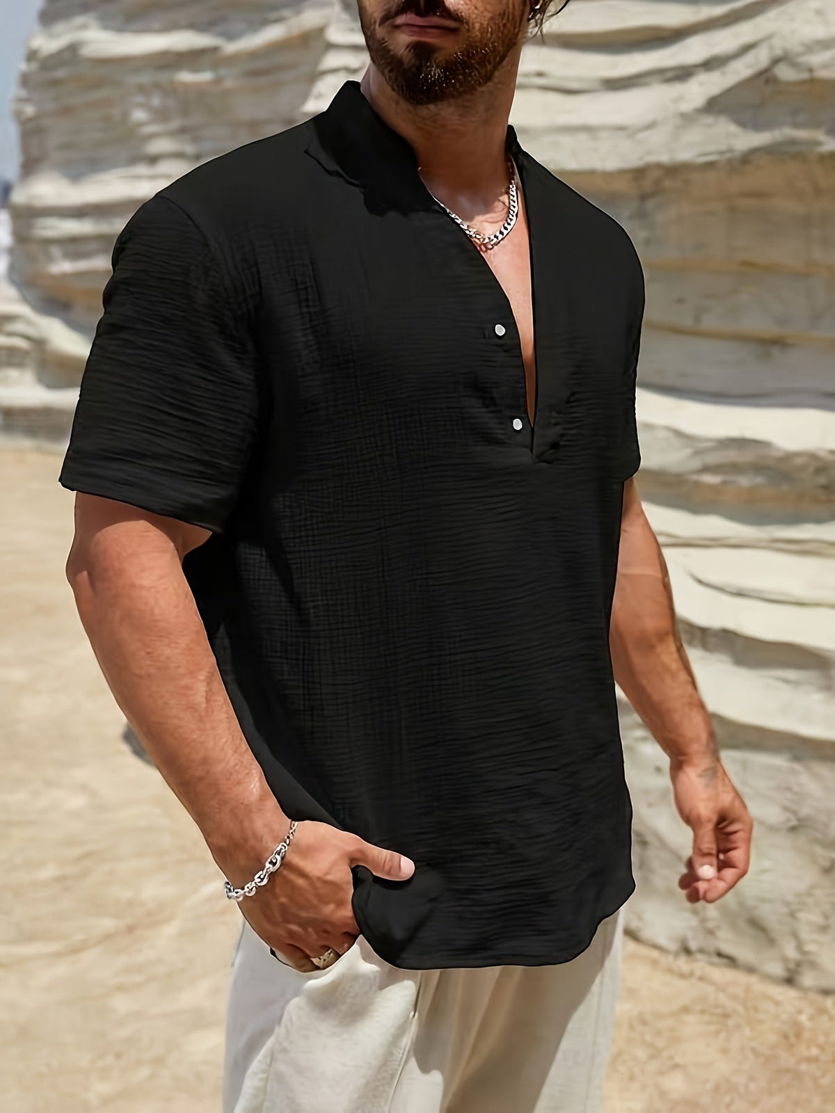 GABRIEL™ | Chemise en lin pour homme à col en V